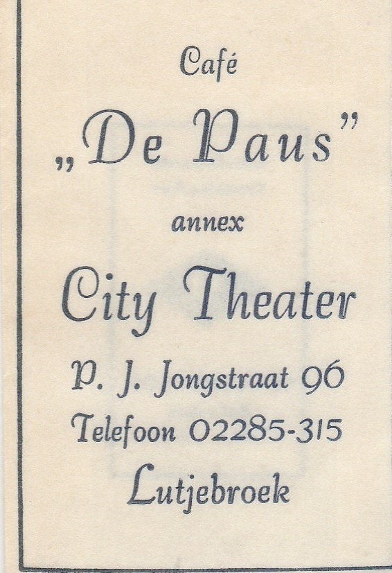 City Theater - De Paus P.J. Jongstraat Lutjebroek, Verzamelen, Ophalen of Verzenden