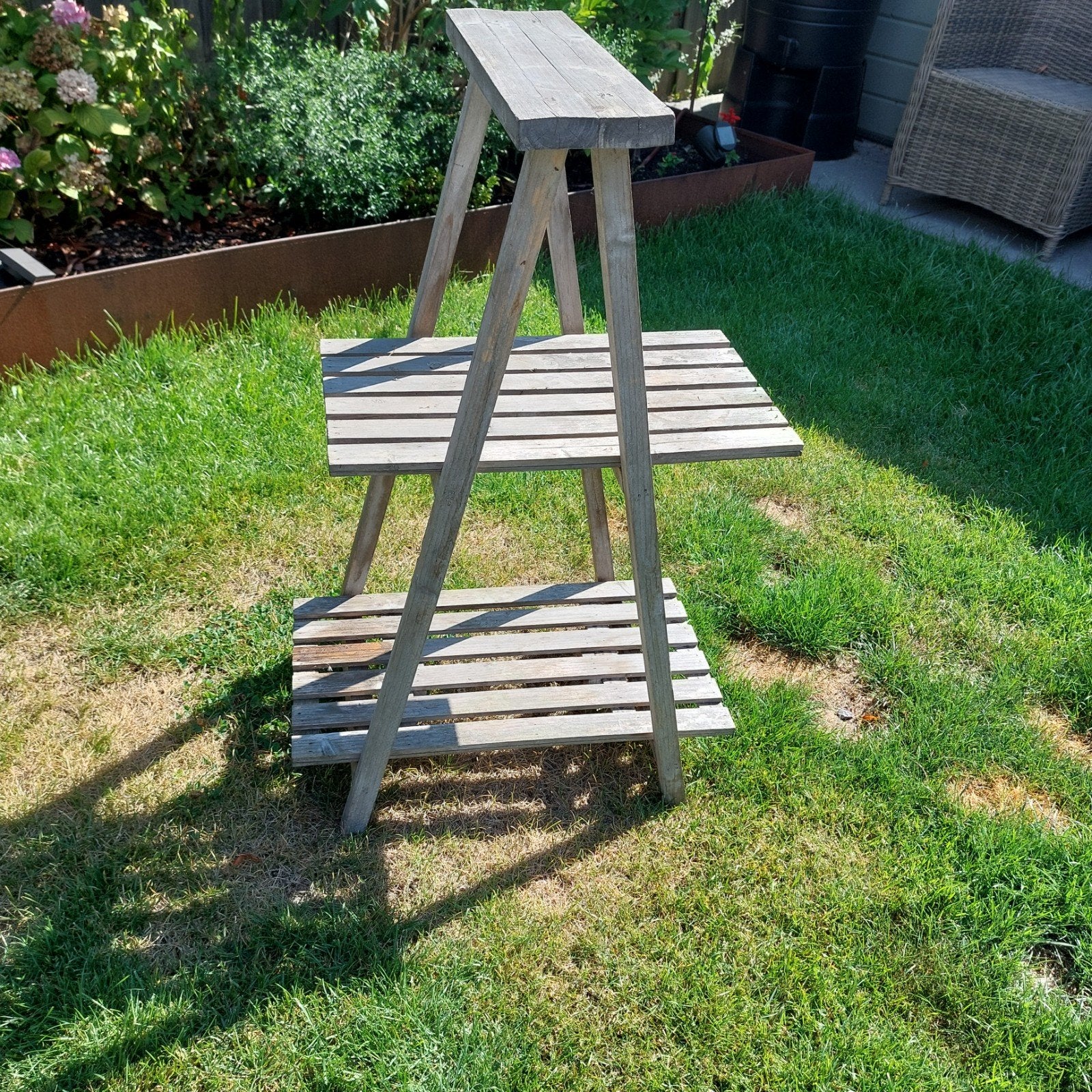 Houten plantenrek 86x42x58 cm voor tuin, Ophalen, Gebruikt, Minder dan 60 cm, Overige vormen