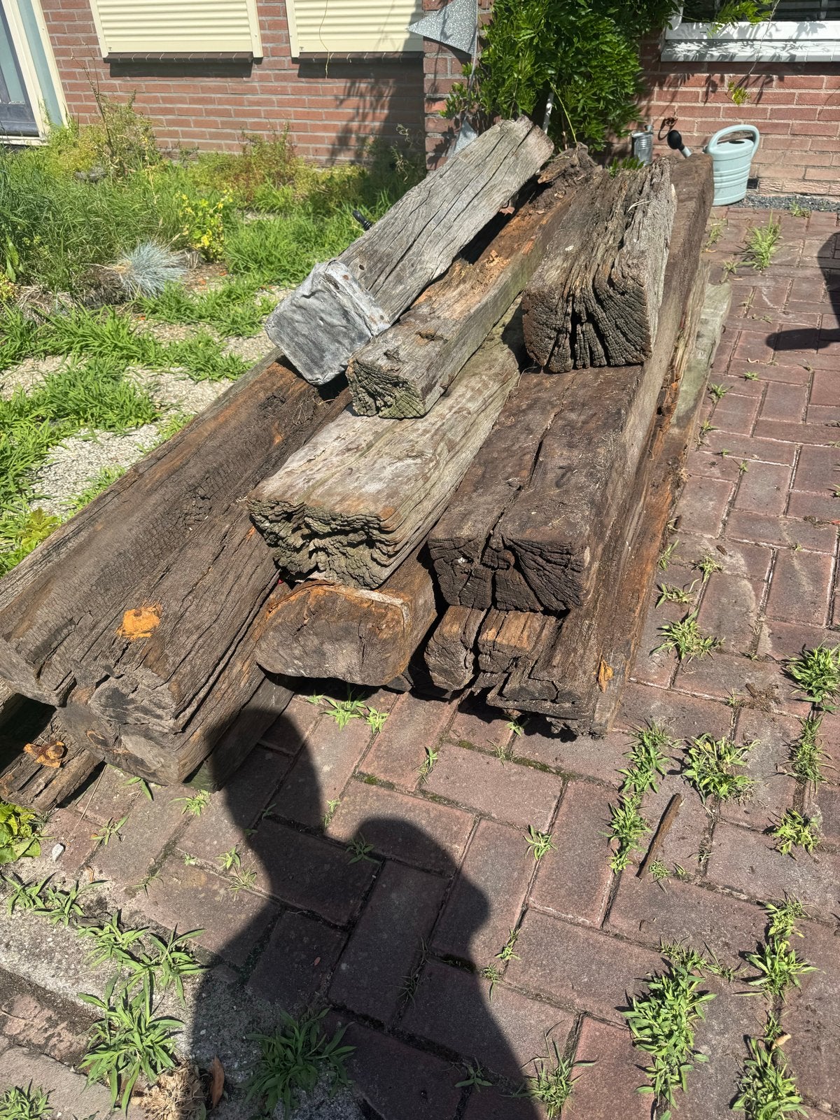 Oude houten balken/ bielzen, Gebruikt, Balk, Overige houtsoorten, Ophalen