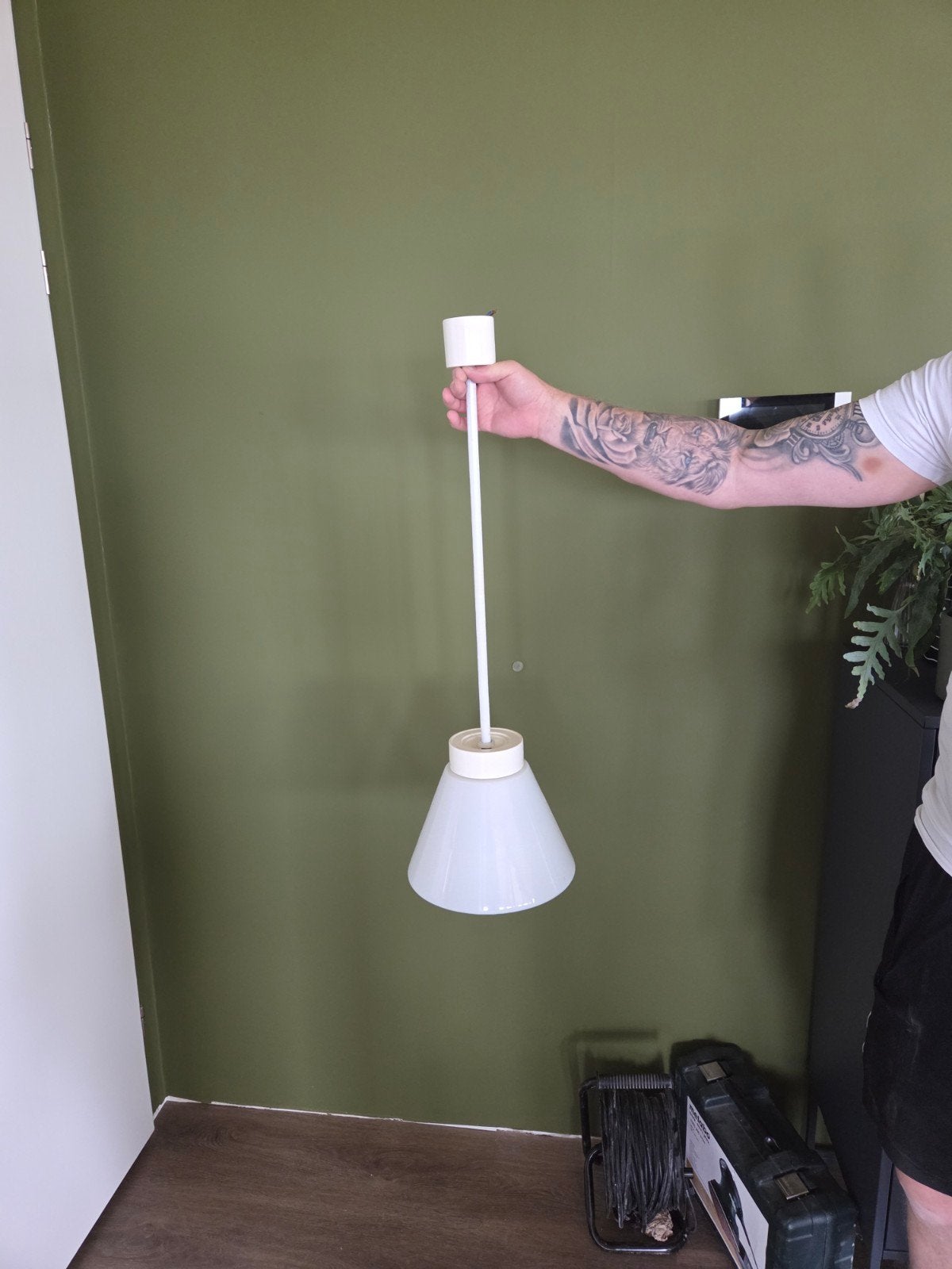 Vintage Gispen hanglamp wit, Huis en Inrichting, Lampen | Hanglampen, Ophalen, Gebruikt, E27 (groot), Glas