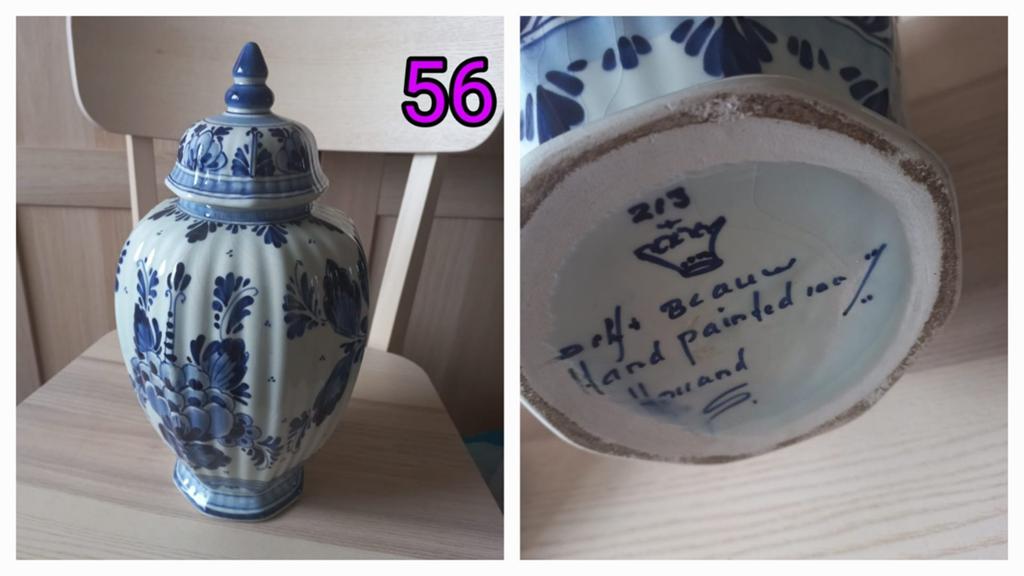 Delfts Blauw gemberpot / vaas - Handbeschilderd, Antiek en Kunst, Ophalen