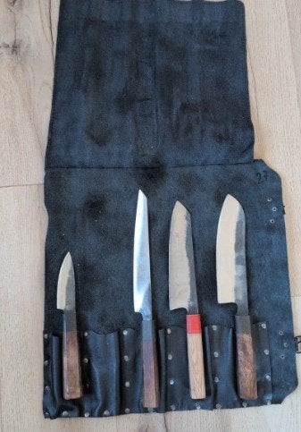 Set van 4 Japanse Koksmessen uit de VS met Leren Saya, Ophalen of Verzenden