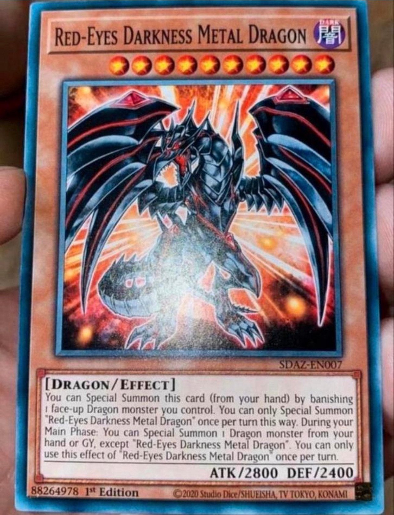 Yu-Gi-Oh! Red-Eyes Darkness Metal Dragon SDAZ 1st Edition !, Hobby en Vrije tijd, Verzamelkaartspellen | Yu-gi-Oh!, Ophalen of Verzenden