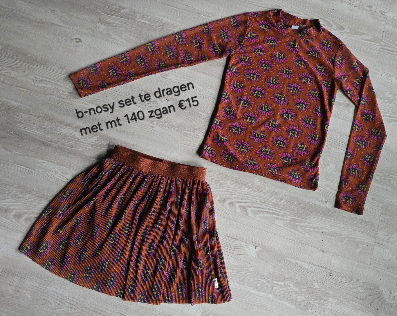 merkkleding set b-nosy mt 140 rok met longsleeve top, Ophalen, Zo goed als nieuw, Meisje