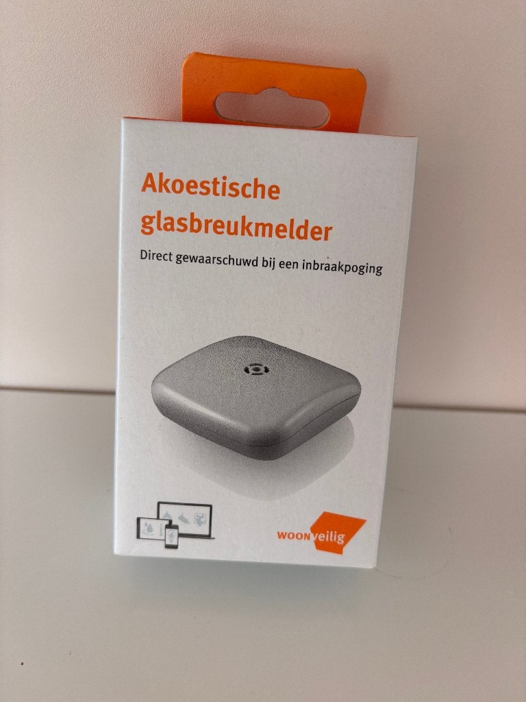 WoonVeilig akoestische glasbreukmelder – nieuw in doos, Detector, Sensor of Melder, Raam of Deur, Nieuw, Ophalen of Verzenden