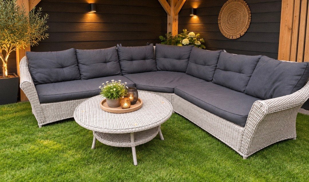 Prachtige Wicker Loungeset - 240x240cm, Ophalen, Meer dan 8 zitplaatsen, Zo goed als nieuw, Loungeset