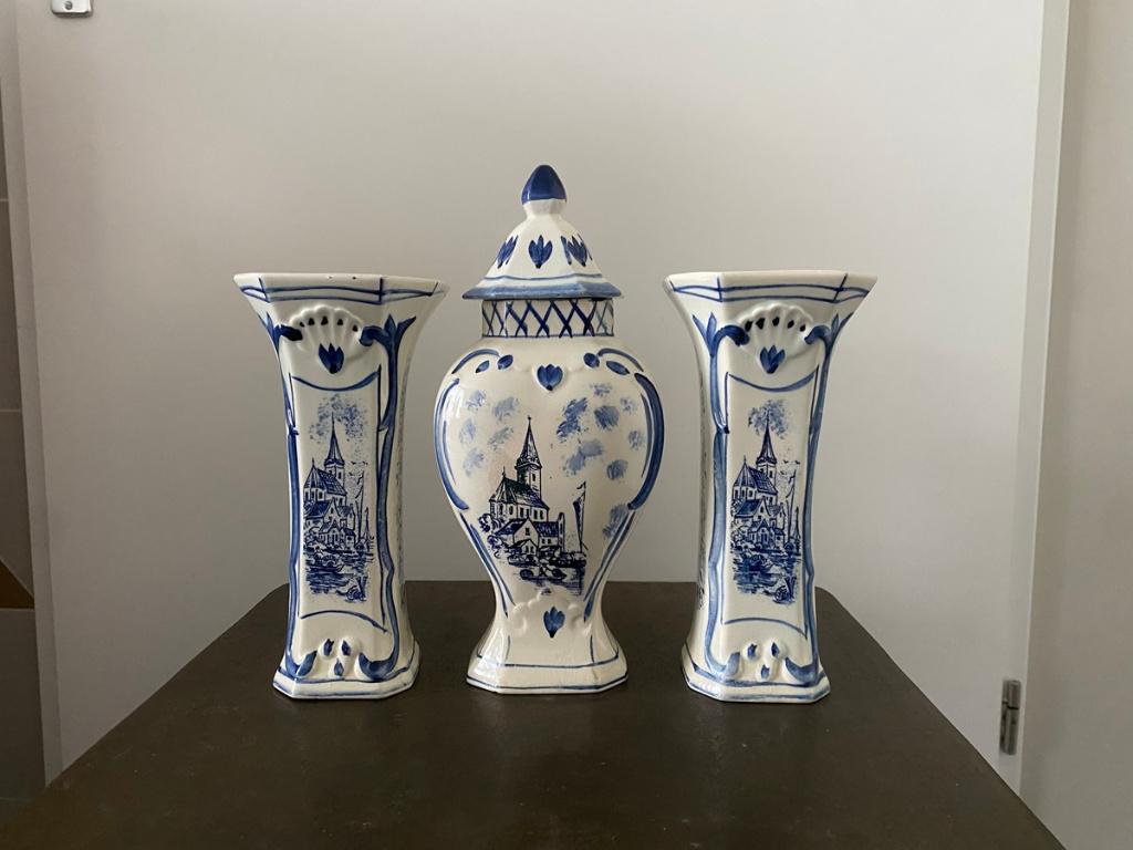 Delfsblauw kaststel, Huis en Inrichting, Woonaccessoires | Vazen, Ophalen, Blauw, Aardewerk of Porselein, Zo goed als nieuw