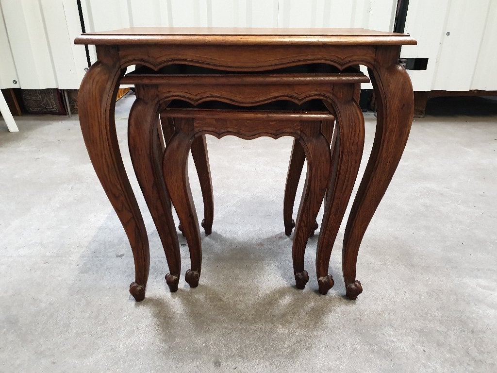 Massief houten bijzettafels Queen Ann Stijl. Levering., Minder dan 55 cm, Gebruikt, Rechthoekig, Hout