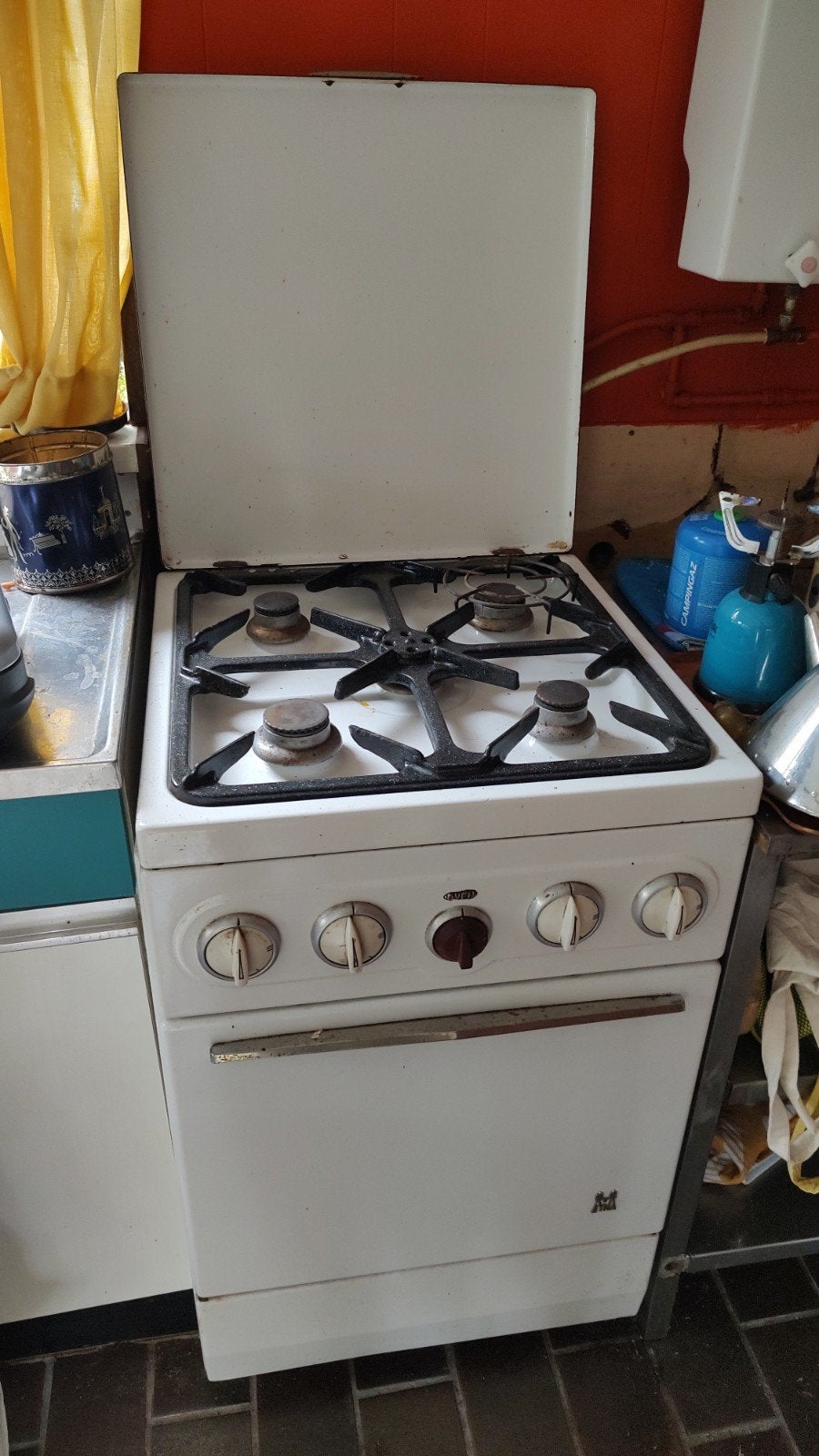 Etna vintage jaren 60 gasfornuis met gasoven, Witgoed en Apparatuur, Fornuizen, Ophalen, Gebruikt, 4 kookzones, Gas