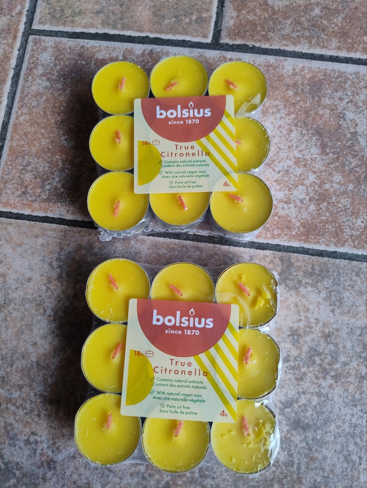 Bolsius True Citronella waxinelichtjes - 2x18 stuks, Ophalen, Overige merken, Geel, Waxinelichthouder