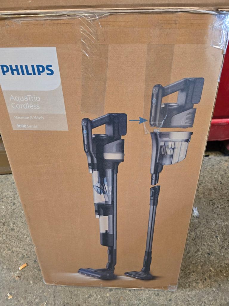 Philips AquaTrio Cordless - Draadloze Stofzuiger & Dweilmop, Philips, Zo goed als nieuw, Draadloos, Reservoir