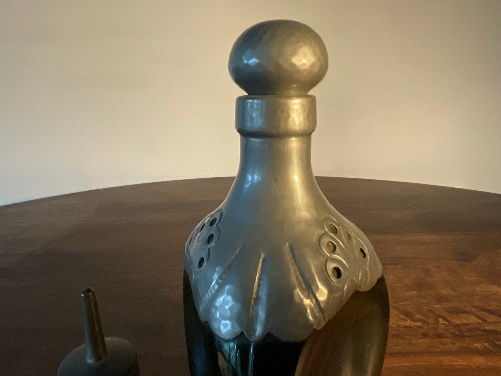 Gero driekantige karaf en Elixer flesje met Tin beslag, Antiek en Kunst, Ophalen of Verzenden