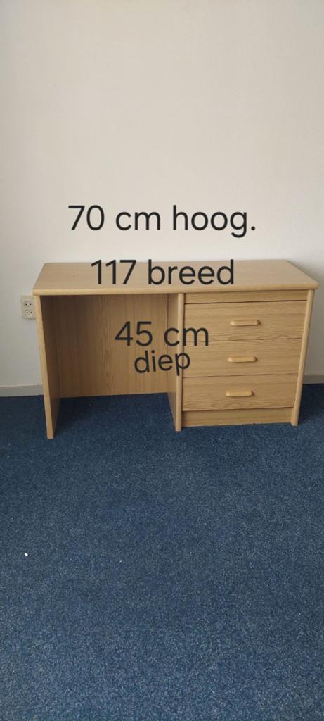 Bureau met lades - Licht houtkleur, Ophalen, Met lades, Gebruikt, Hout