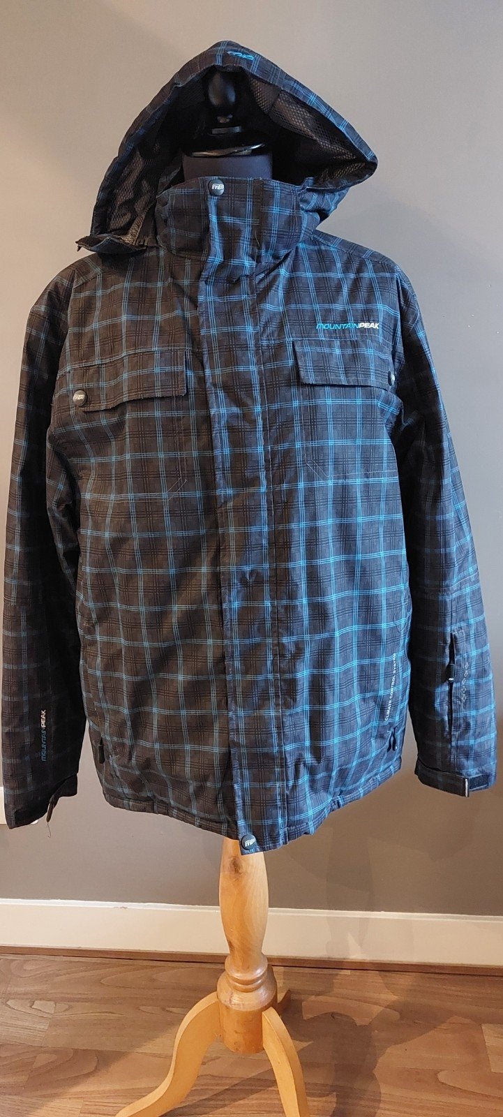 Blauw geruit Mountainpeak ski jack, Ophalen of Verzenden, Zo goed als nieuw, Mountain Peak, Maat 48/50 (M)