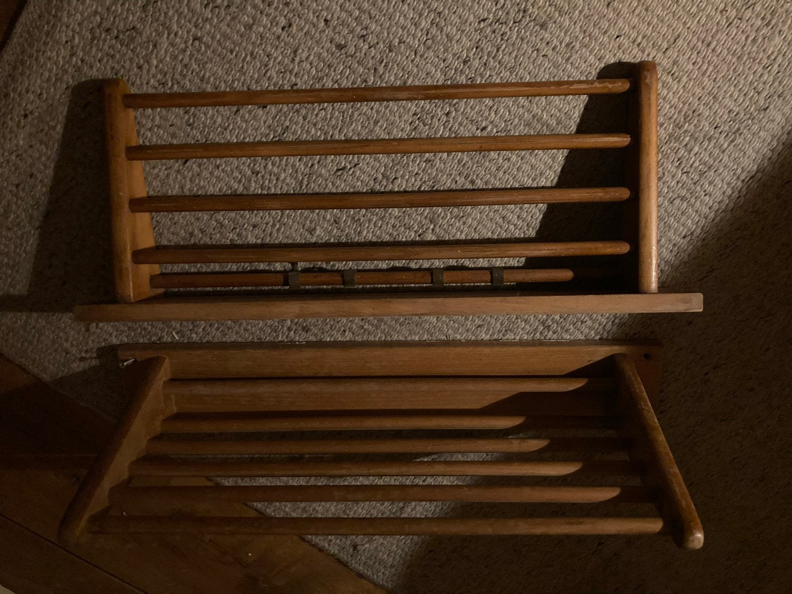 2x Vintage Piet Pannenrek - Houten Keukenrek, Ophalen, Hout, Overige typen, Gebruikt