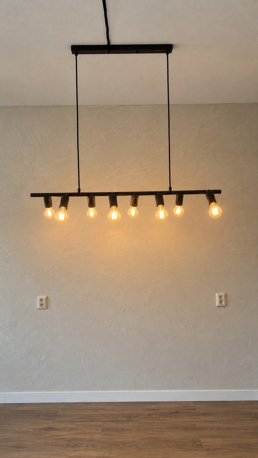 Industriële zwarte hanglamp met 7 lichtpunten, Ophalen