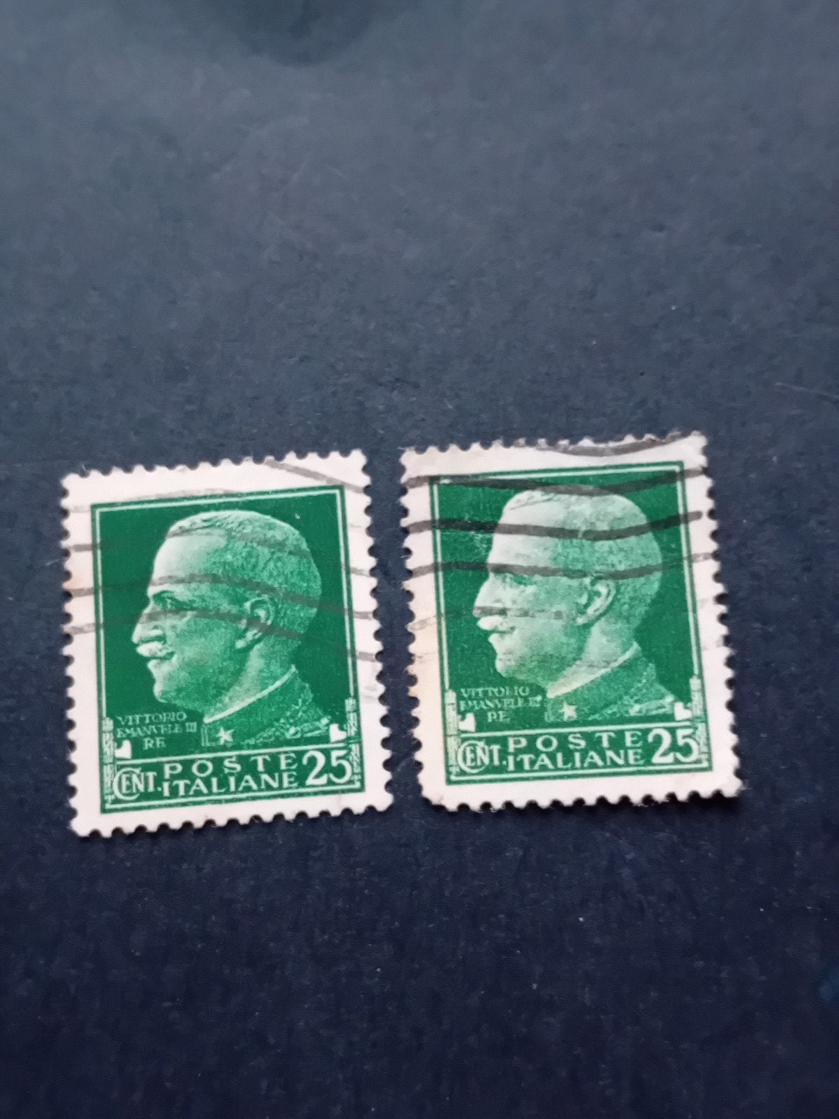 2x Italiaanse postzegels Vittorio Emanuele III 25 Cent, Postzegels en Munten, Postzegels | Europa | Italië, Ophalen of Verzenden