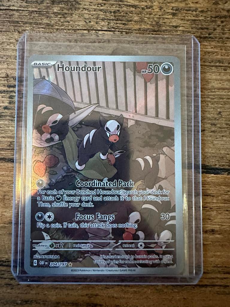 Pokemon kaart - Houndour (204/197) - Scarlet & Violet, Ophalen, Zo goed als nieuw, Losse kaart