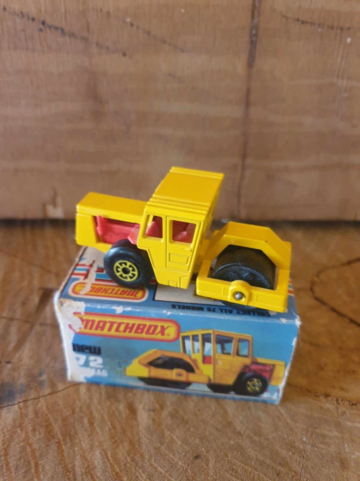 Matchbox Bomag Road Roller No. 72 (1973) met doosje, Ophalen of Verzenden, Gebruikt
