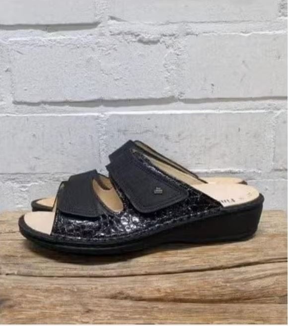 Finn Comfort - Leren slippers 41 - Nieuw €115 - Uitneembaar, Finn Comfort, Zwart, Nieuw, X