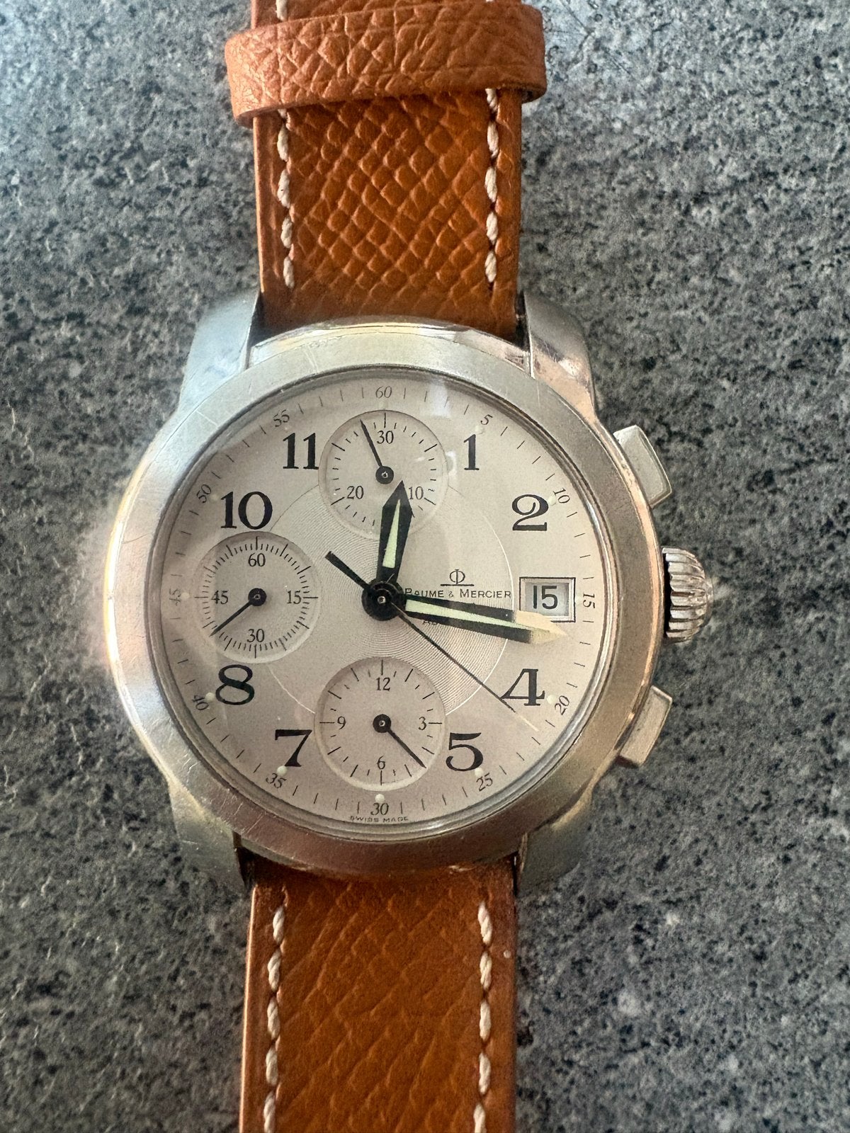 Lot van 3 top horloges: Omega, Longines, Baume & Mercier, Leer, Staal, Polshorloge, Ophalen of Verzenden