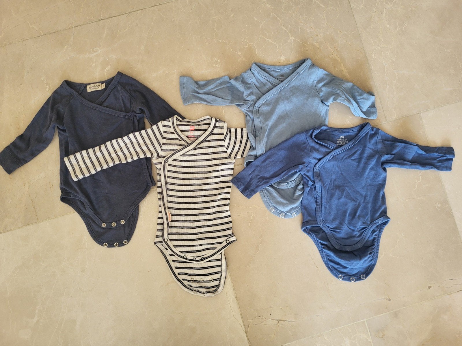 4x Overslag rompers met lange mouwen - Maat 56/62, Kinderen en Baby's, Ophalen of Verzenden, Zo goed als nieuw, MarMar Copenhagen