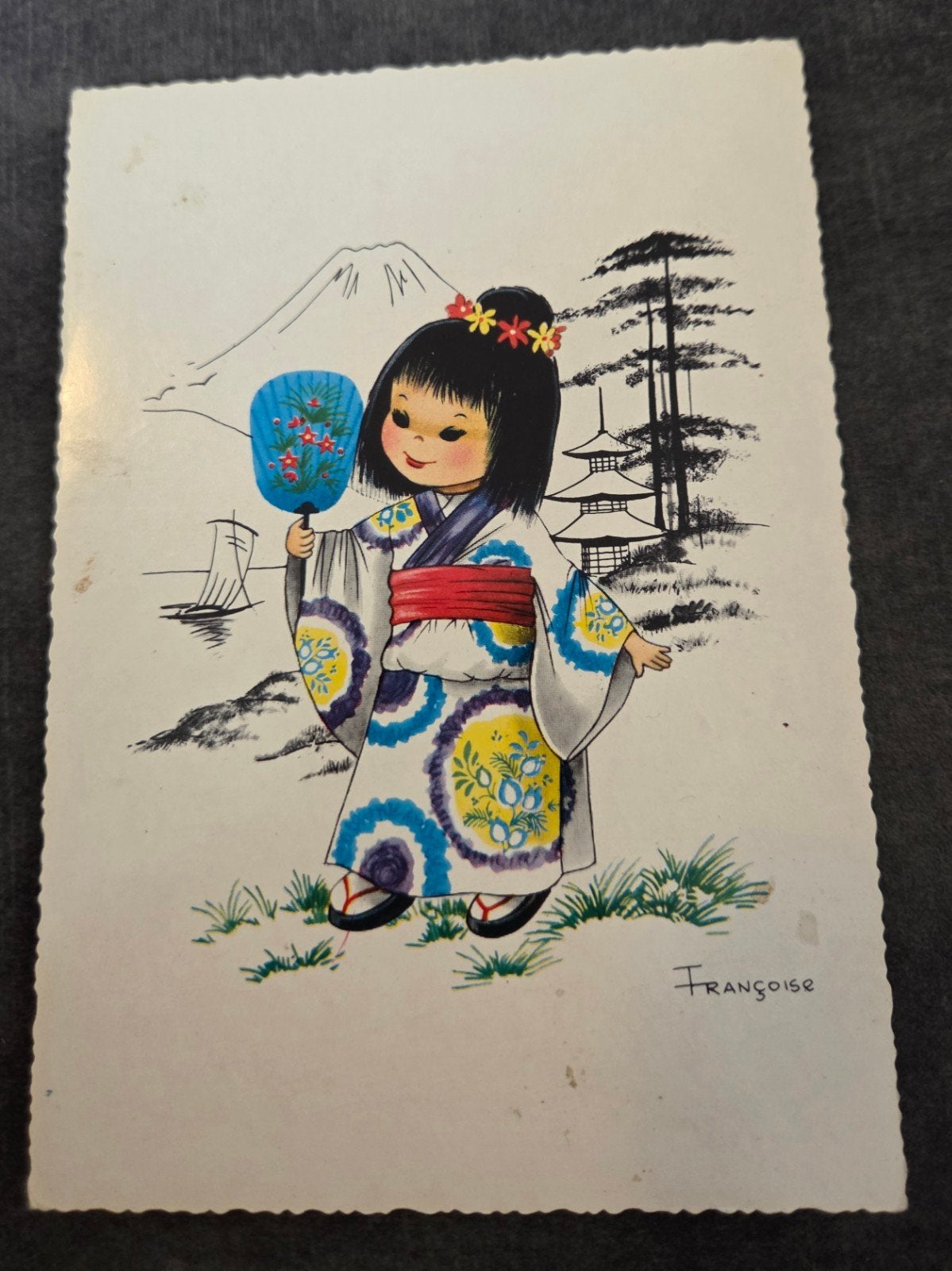 Meisje in  Japanse Kimono, Verzenden, 1960 tot 1980, Gelopen, Kinderen