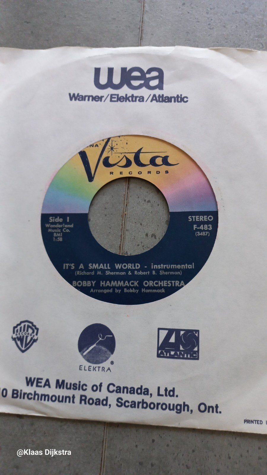Bobby Hammack Orchestra - It's a Small World, Cd's en Dvd's, Vinyl Singles, Gebruikt, Filmmuziek en Soundtracks, 7 inch, Single
