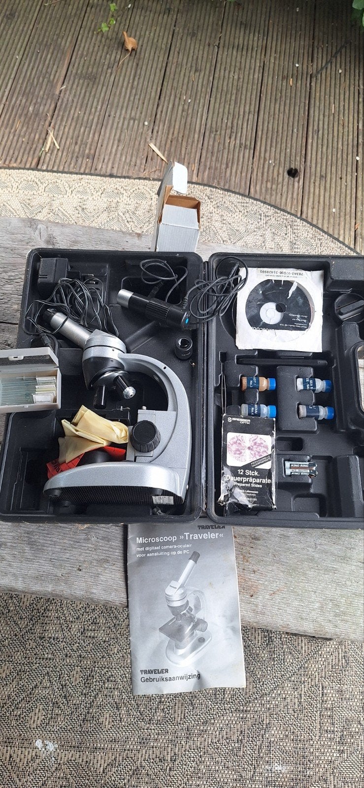 Traveler Microscoop met Digitale Camera-Oculair, Ophalen, Zo goed als nieuw, 400x tot 1000x, Biologische microscoop