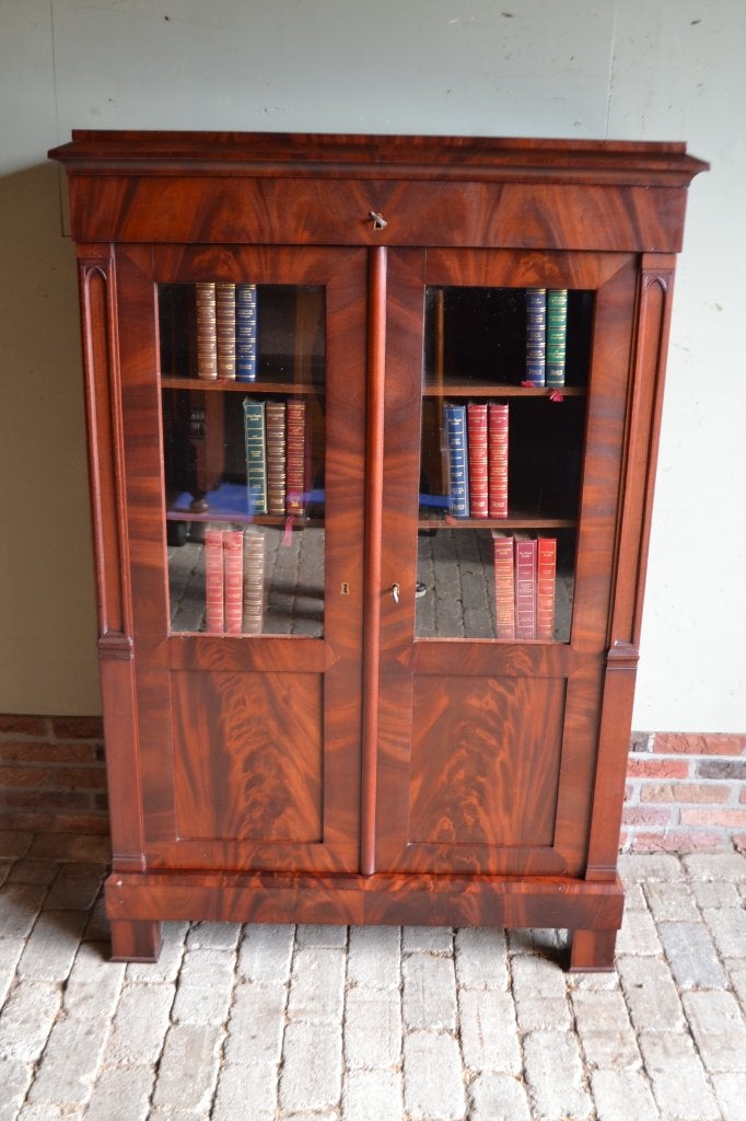 Prachtige antieke mahonie vitrinekast, boekenkast., Antiek en Kunst, Verzenden