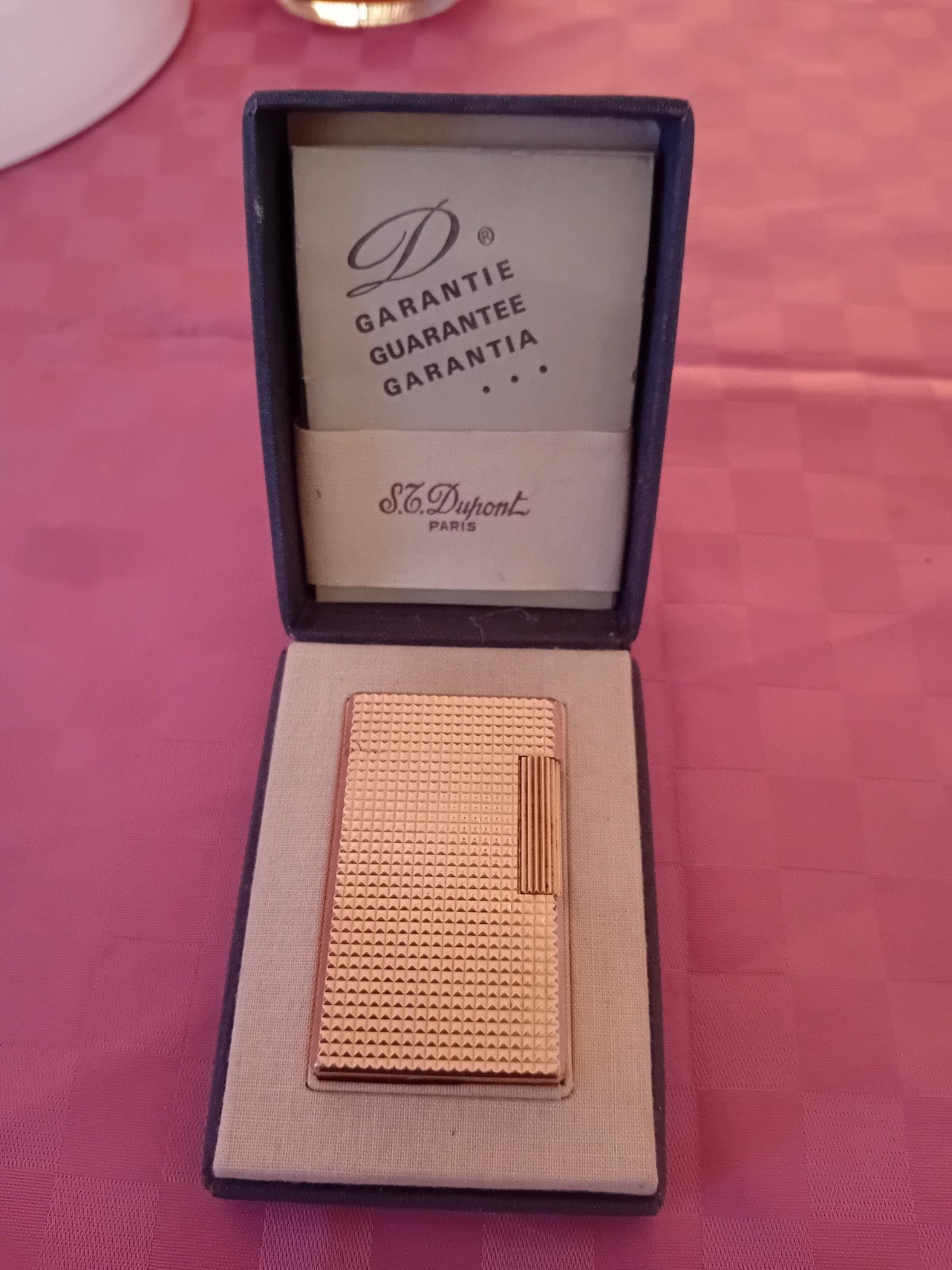 Vintage S.T. Dupont Goudkleurige Aansteker met Doos, Ophalen, Zo goed als nieuw, Aansteker