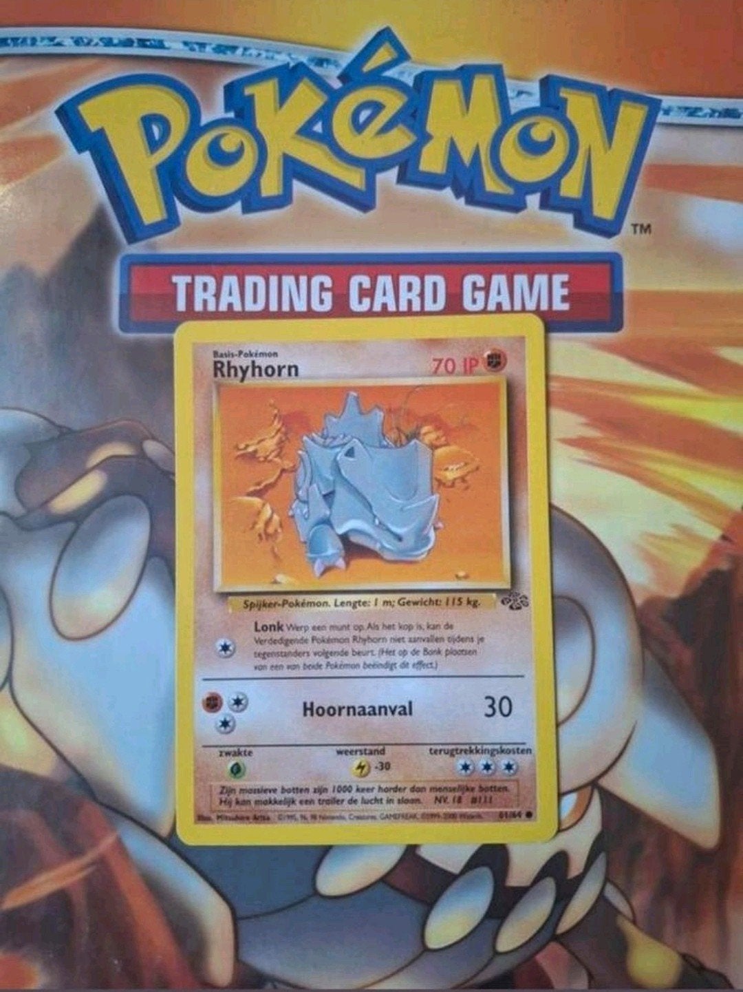 Rhyhorn 61/64 Jungle base set pokemon kaart NL, Ophalen of Verzenden, Zo goed als nieuw, Losse kaart