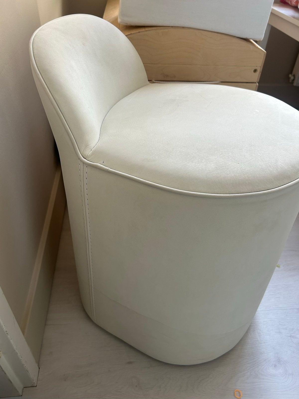 Baxter stoel - Crèmekleurige designstoel, Huis en Inrichting, Stoelen, Gebruikt, Eén, Leer, Overige kleuren, Ophalen of Verzenden