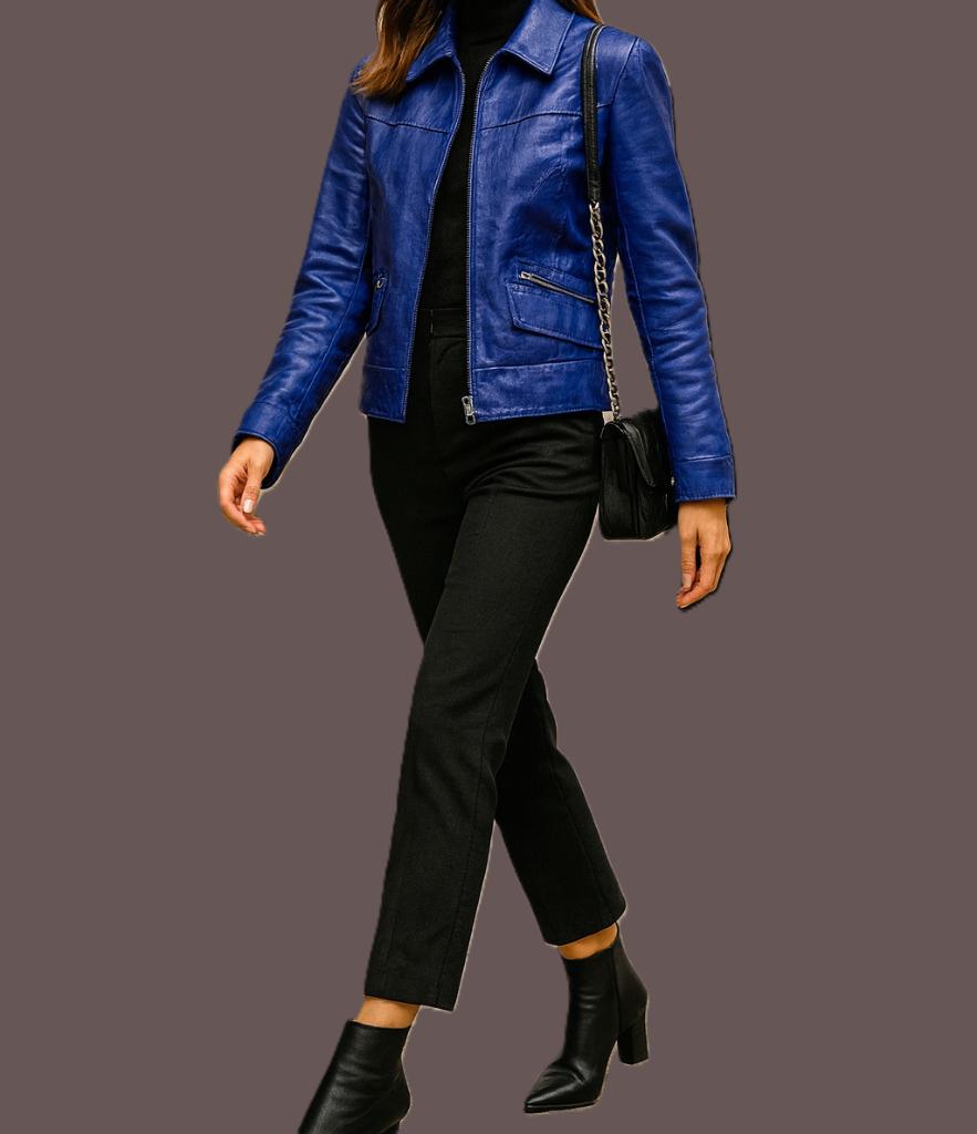 ARMA leren jasje maat 38, Maat 38/40 (M), Blauw, Arma, Ophalen of Verzenden