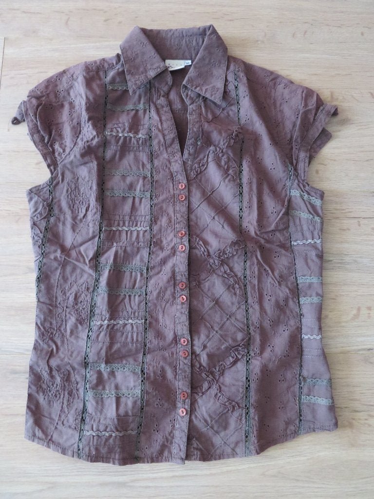 Blouse bruin, maat 34/ XS, Kleding | Dames, Blouses en Tunieken, Ophalen of Verzenden, Gedragen, Maat 34 (XS) of kleiner, Bruin