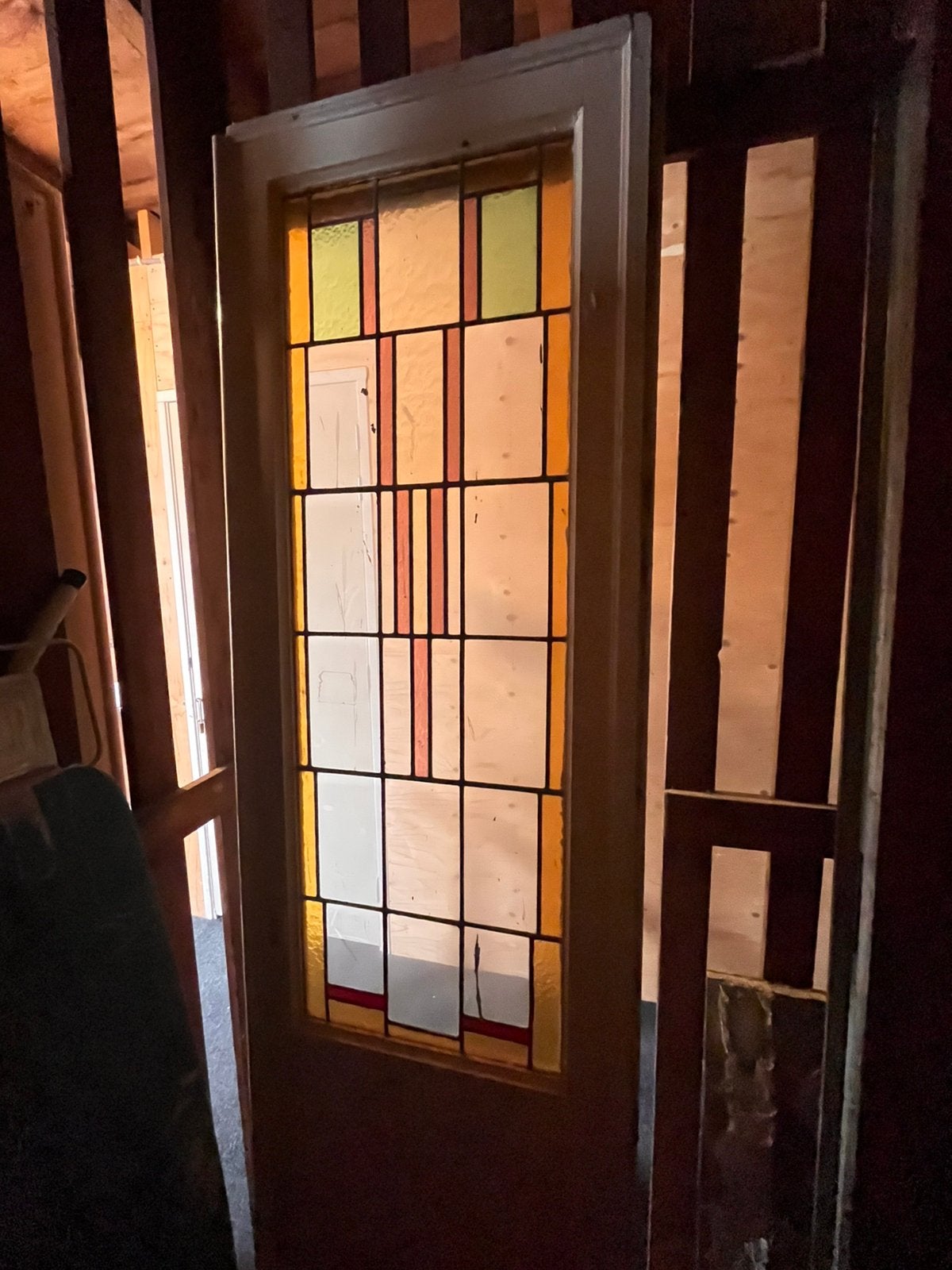 Antieke Ensuite Deuren uit 1906 met Glas-in-lood, Ophalen, Gebruikt, Binnendeur, Hout