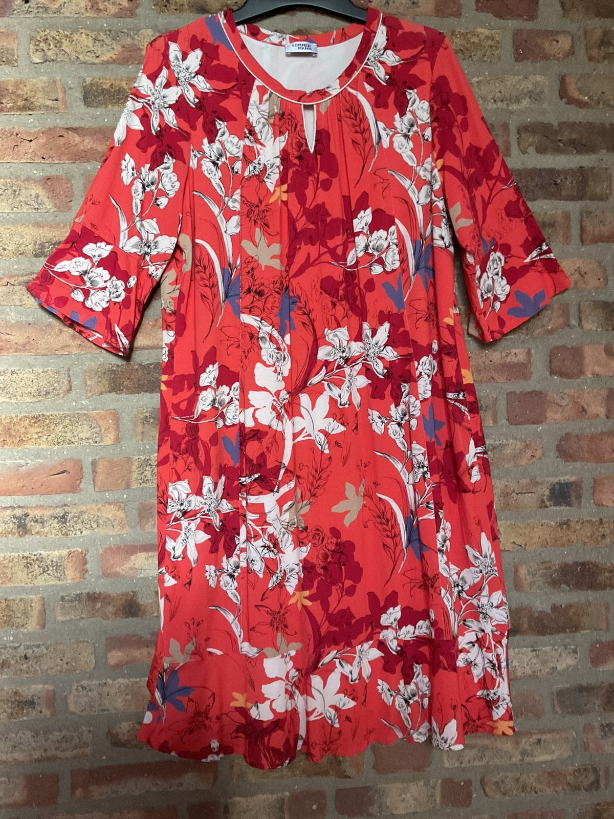 Sommermann! Als nieuwe prachtige jurk rood bloemen detail 46, Kleding | Dames, Maat 46/48 (XL) of groter, Ophalen of Verzenden