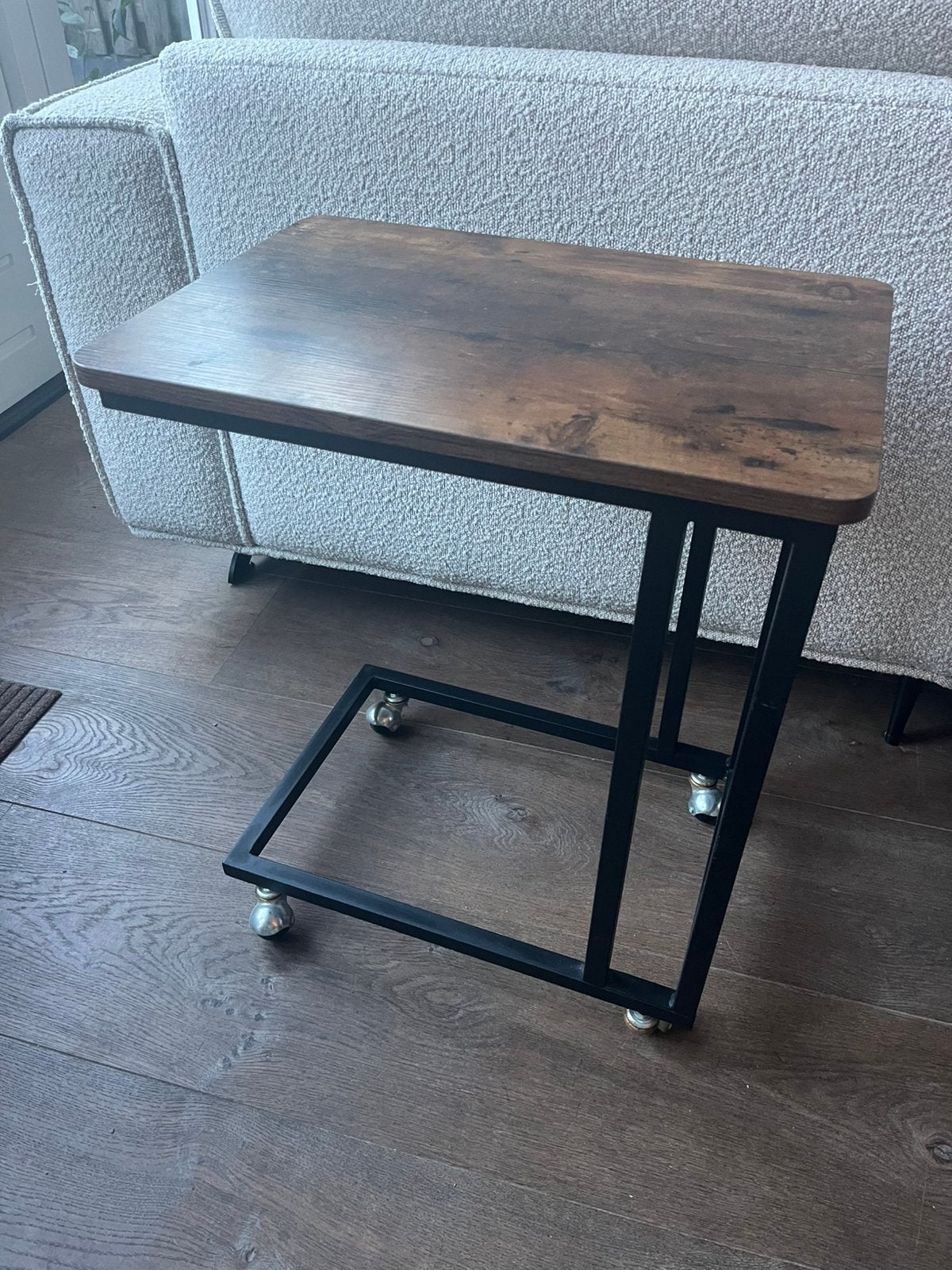 Bijzettafel / laptoptafel | Wieltjes | Zwart | Hout, Gebruikt, 50 tot 100 cm, Ophalen of Verzenden, 25 tot 50 cm