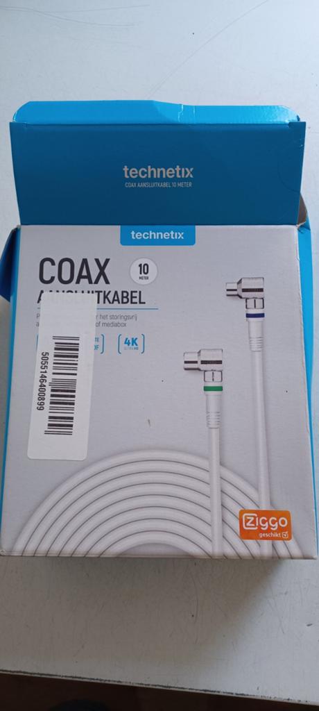 Technetix Coax Aansluitkabel 10 Meter - Wit, Audio, Tv en Foto, Audiokabels en Televisiekabels, Nieuw, Coaxiale kabel, 10 meter of meer
