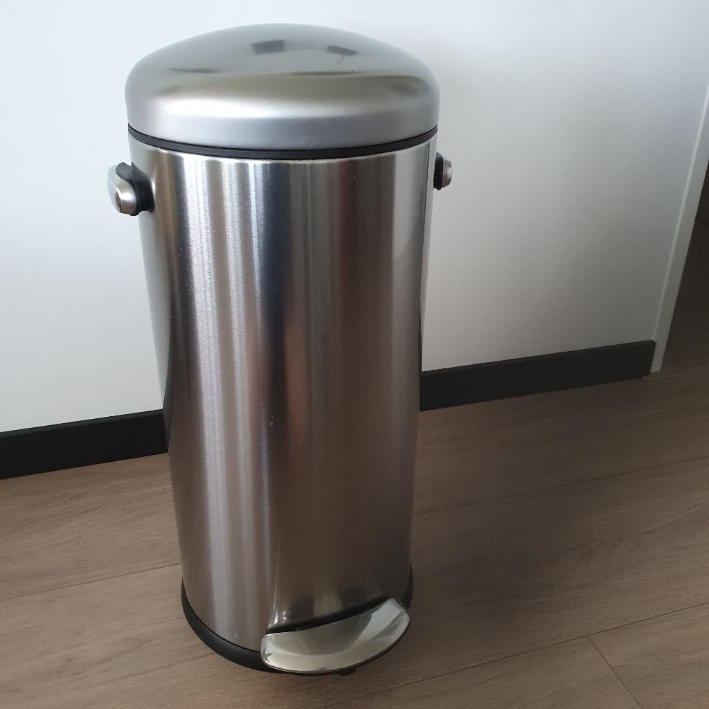 afvalbak, Ophalen, Met pedaal, 50 tot 75 cm, Rvs