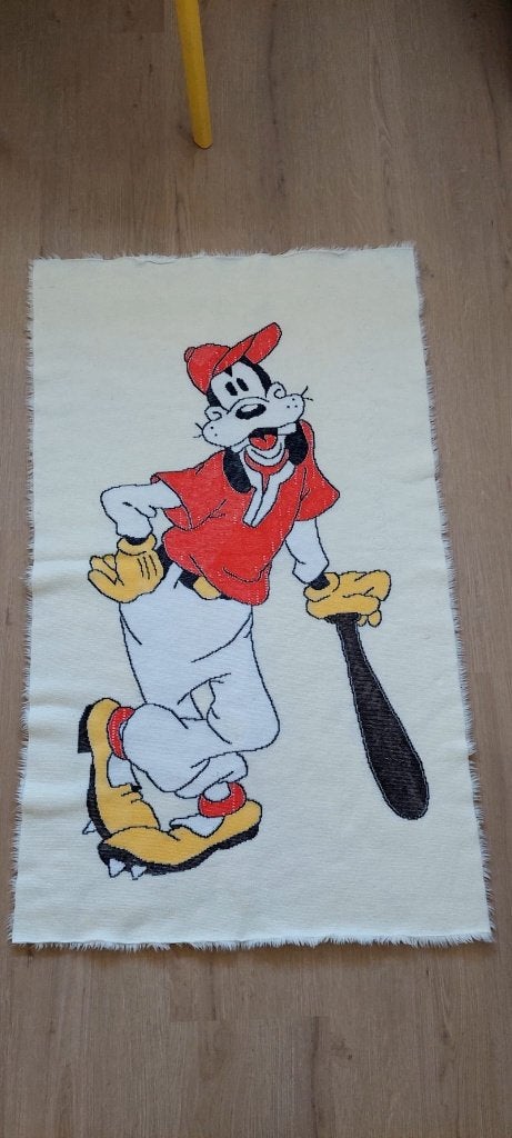 Vintage Disney Sport Goofy Wandkleed Tapijt kleed 115 x 70, Eu, Ophalen of Verzenden, Zo goed als nieuw, Eu