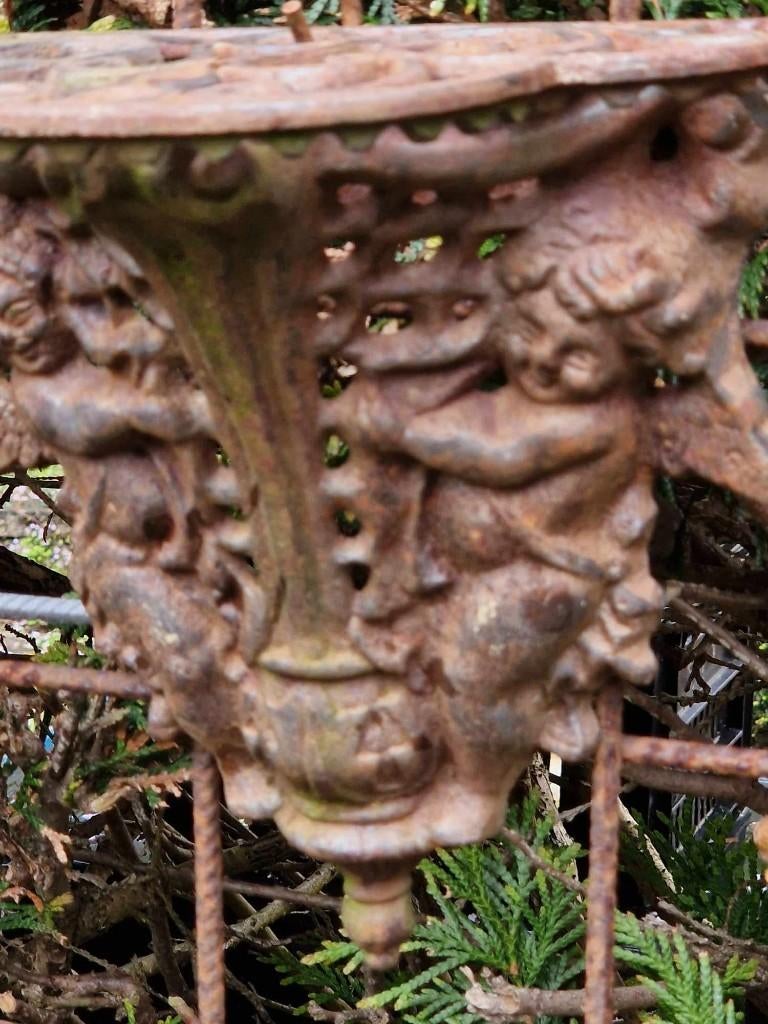 mooie gietijzeren decoratieve engelen console (brocante), Tuin en Terras, Tuinwanddecoratie, Gebruikt, Ophalen of Verzenden