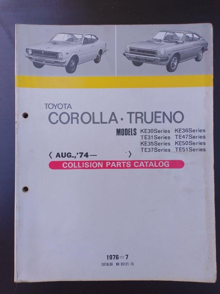 Toyota Corolla - Trueno 1974 dealer Onderdelen catalogus, Ophalen of Verzenden, Gelezen, Toyota
