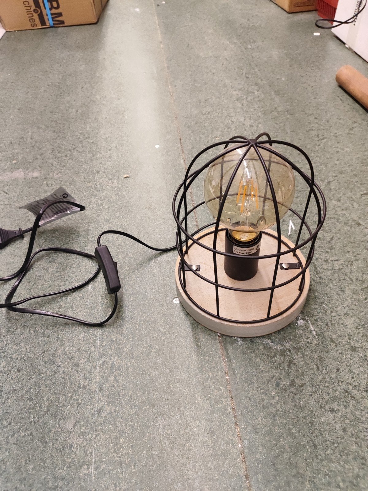 Industriële Tafellamp met Edison Lamp - Zwart/Hout, Ophalen, Zo goed als nieuw, Minder dan 50 cm, Industrieel
