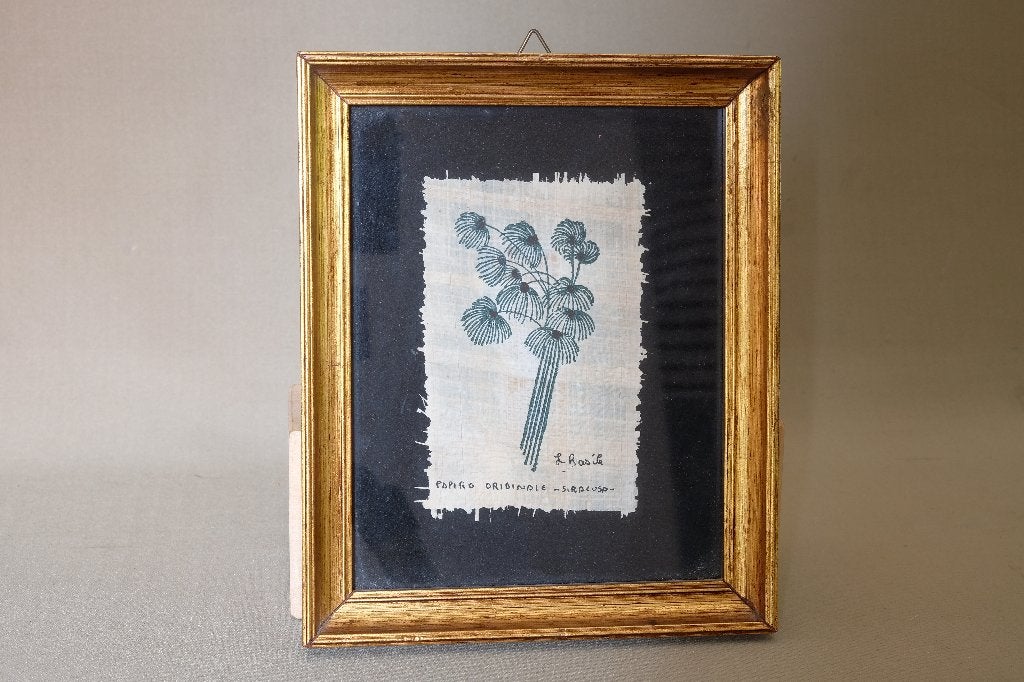 schilderij op papyrus L. Basile, Antiek en Kunst, Kunst | Schilderijen | Klassiek, Ophalen of Verzenden, Ingelijst, Bloemen, Papier
