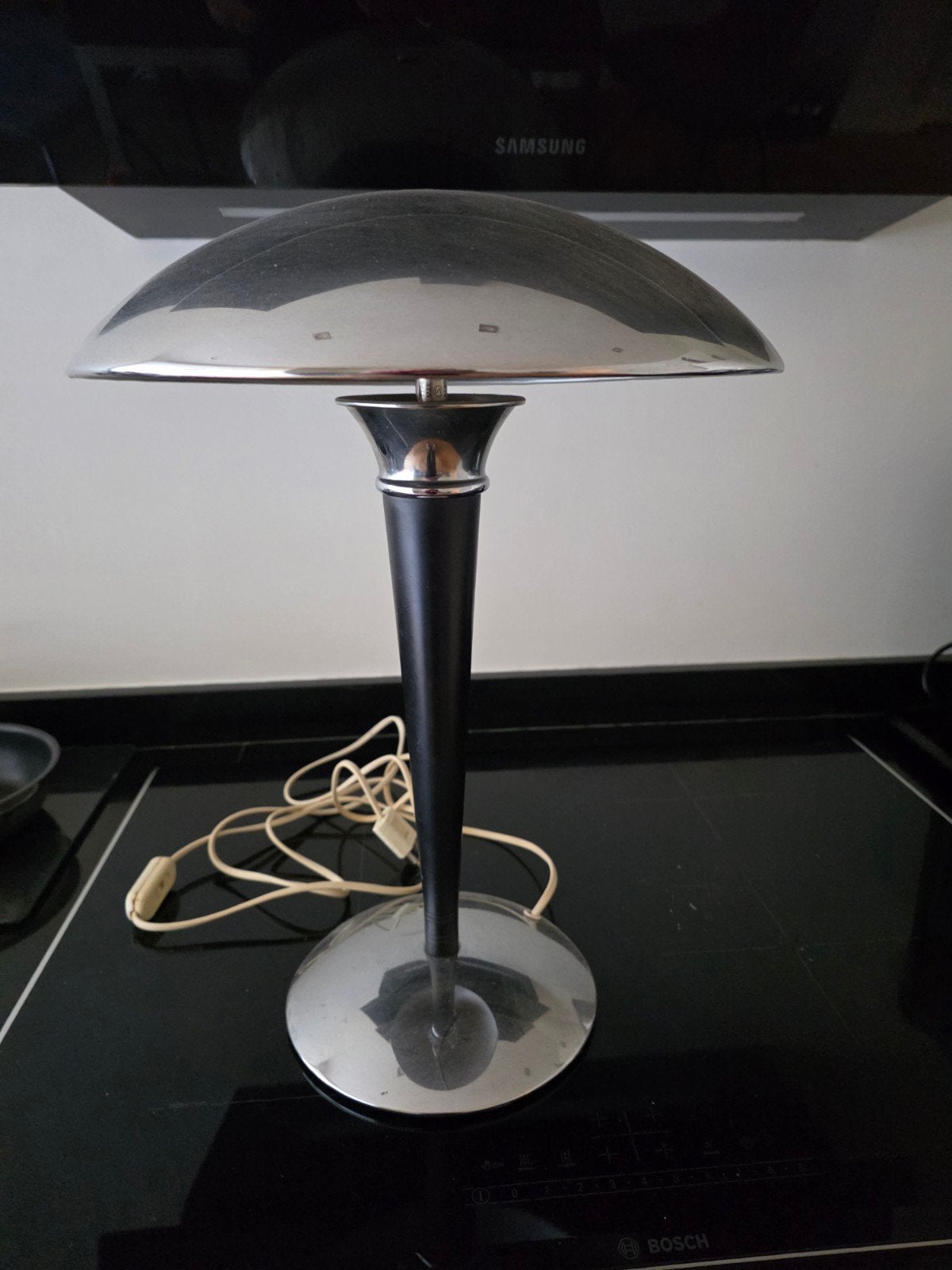Vintage Look Tafellamp Chroom - Hoogte 45cm, Ophalen, Gebruikt, Vintage, Met kap
