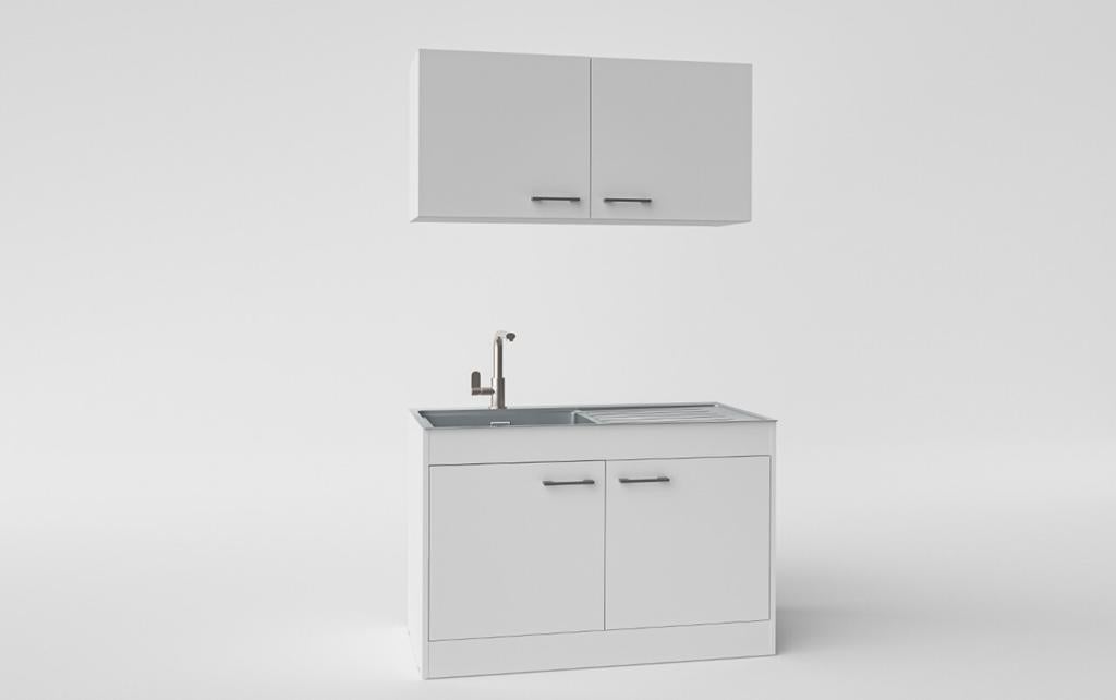 Keukenblok 100 cm nieuw met spoelbak, Huis en Inrichting, Keuken | Complete keukens, Overige materialen, Wit, Nieuw, Enkelwandige keuken