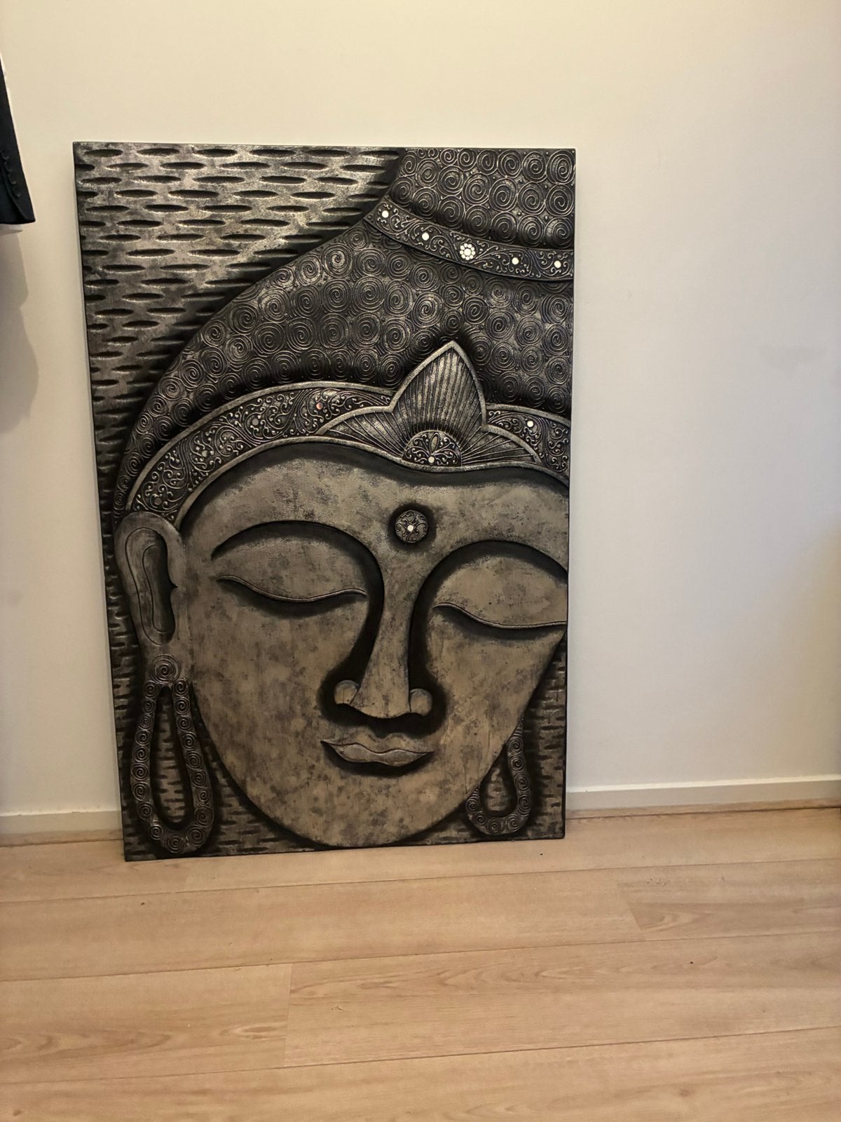 Wanddecoratie boeddha houten reliëf, Ophalen, Zo goed als nieuw, Schilderij