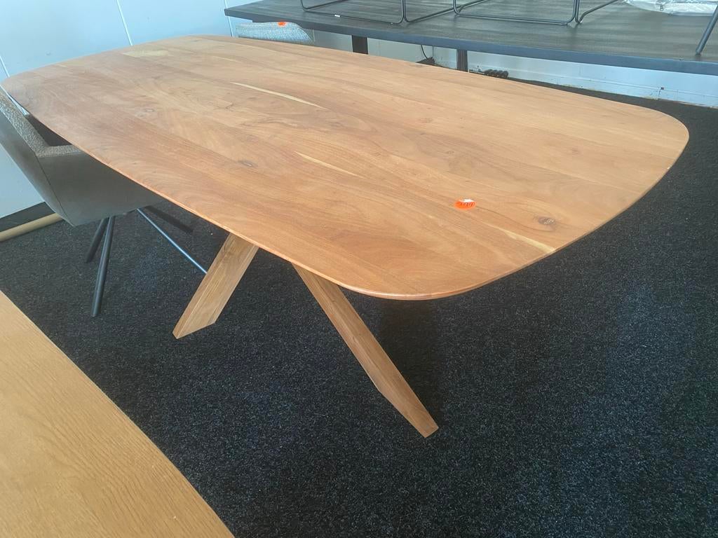 Massief acaciahouten eettafel 240x100 cm Deens ovaal, Ophalen, 100 tot 150 cm, Vijf personen of meer, Ovaal