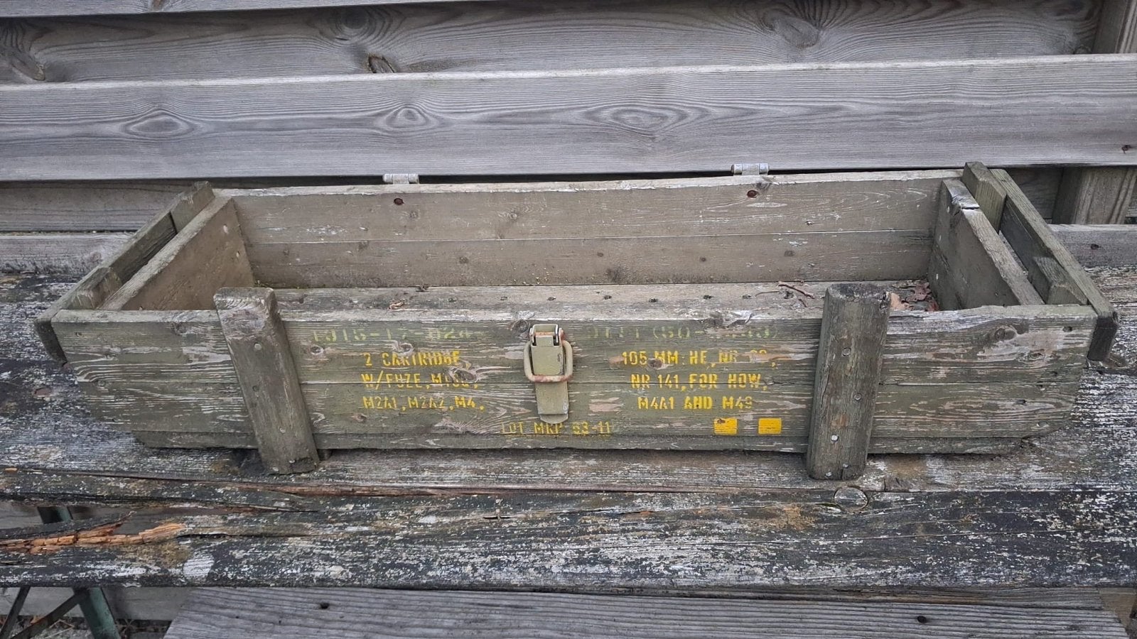 Oude houten munitiekist zonder deksel, Ophalen, Minder dan 50 cm, Gebruikt, 50 tot 100 cm